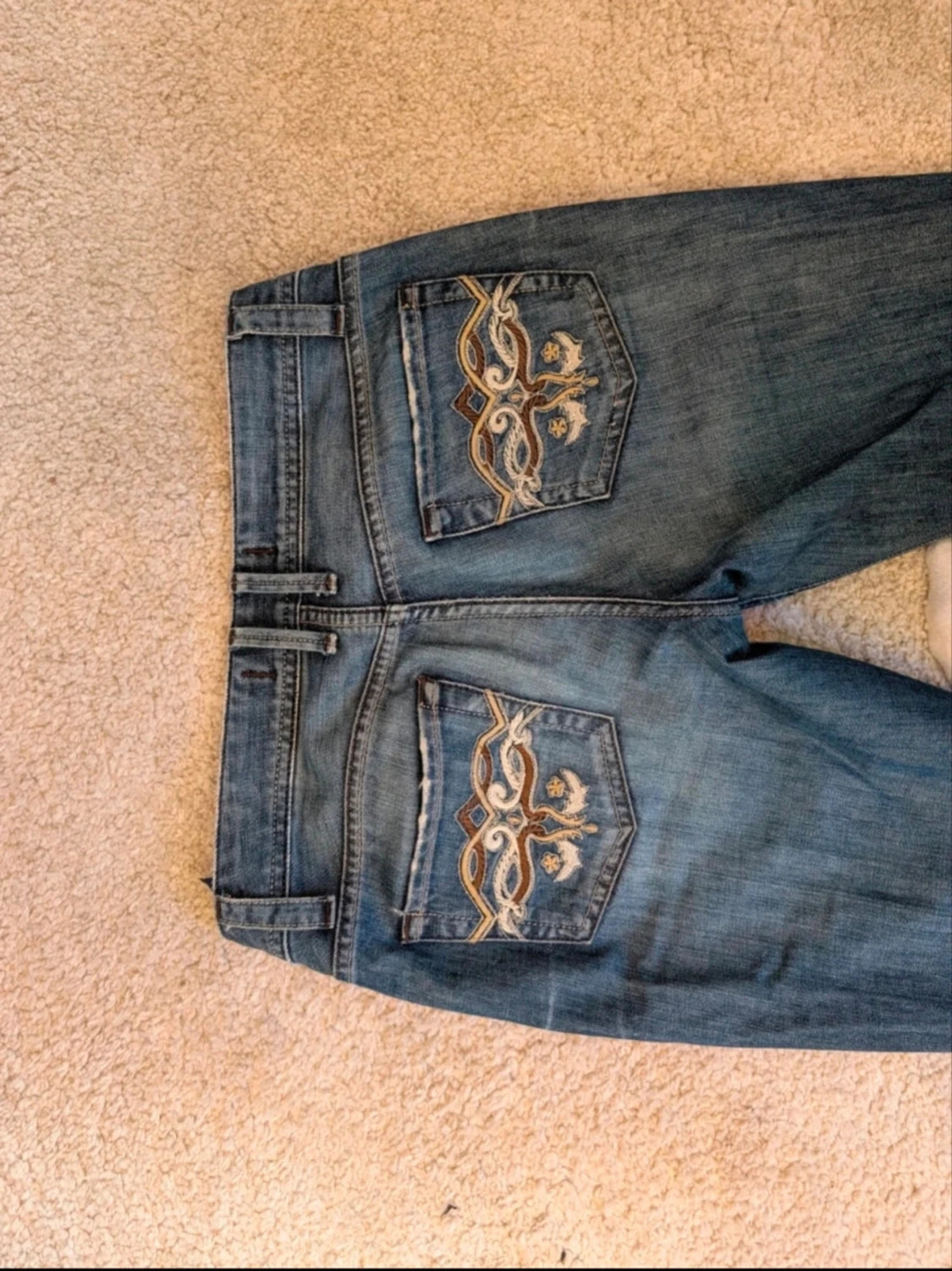 Blå bootcut jeans med brodyr - 4