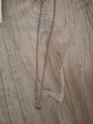 Enkelt silverfärgat halsband - Säljer ett stilrent halsband i silverfärg med tunn kedja. Halsbandet har en minimalistisk design utan hänge och passar perfekt för dig som gillar enkelhet och klassisk stil. Perfekt att bära som det är eller att kombinera med andra smycken.