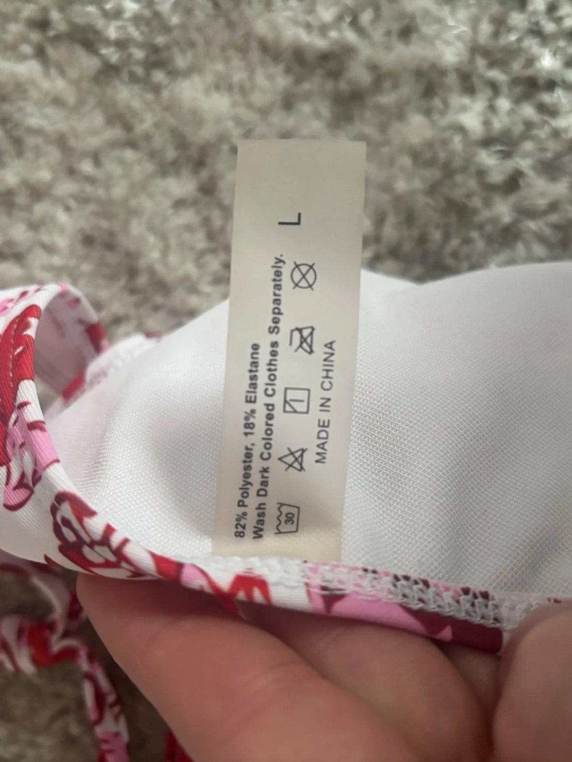 Rosa och vit blommig bikini med knyt - 2