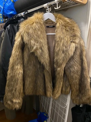 Pälsjacka från Gina Tricot - Säljer en snygg brun fuskpälsjacka från Gina Tricot. Använd 2 ggr, mycket gott skick. Nypris 1000 kr.