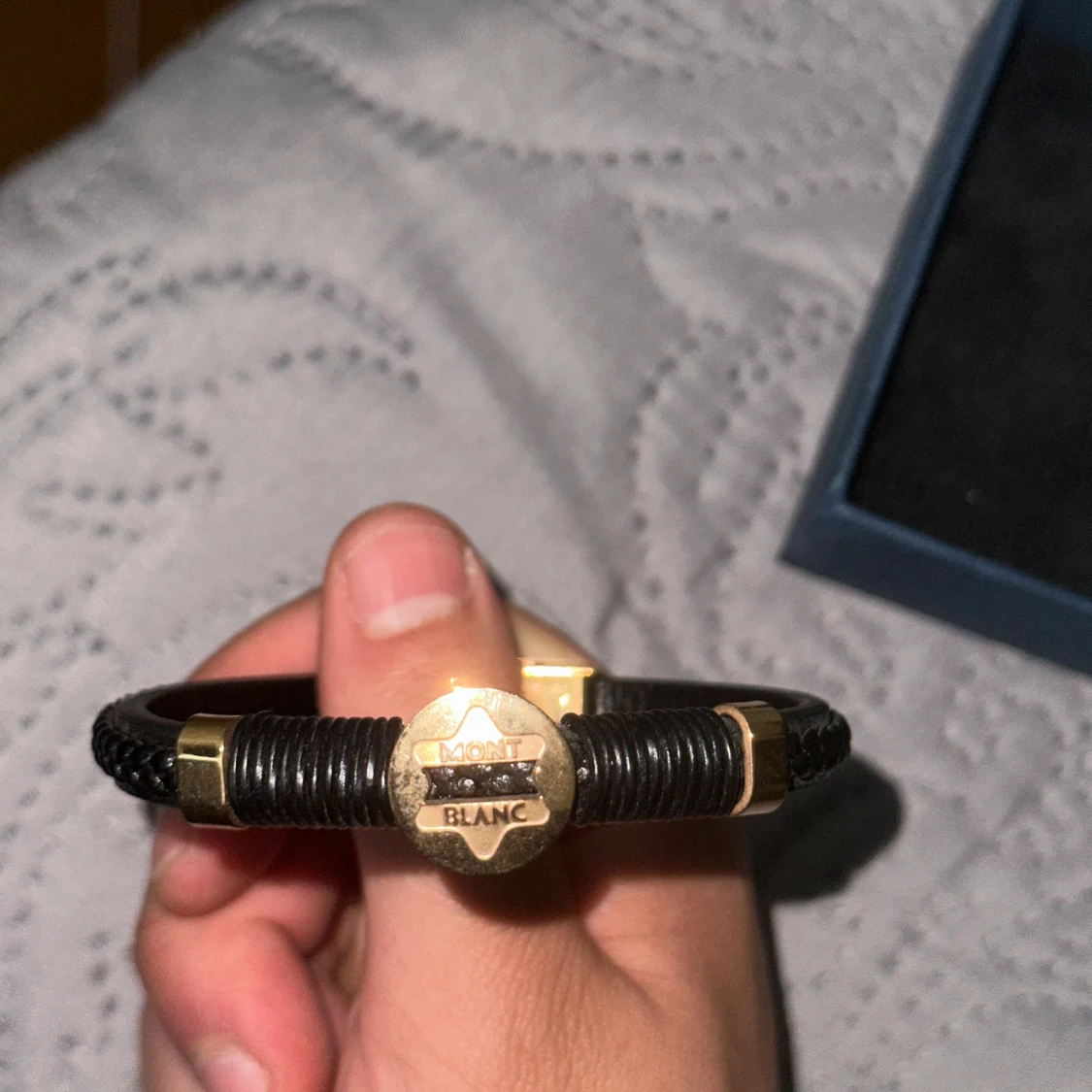 Svart skinn Mont Blanc armband - 1
