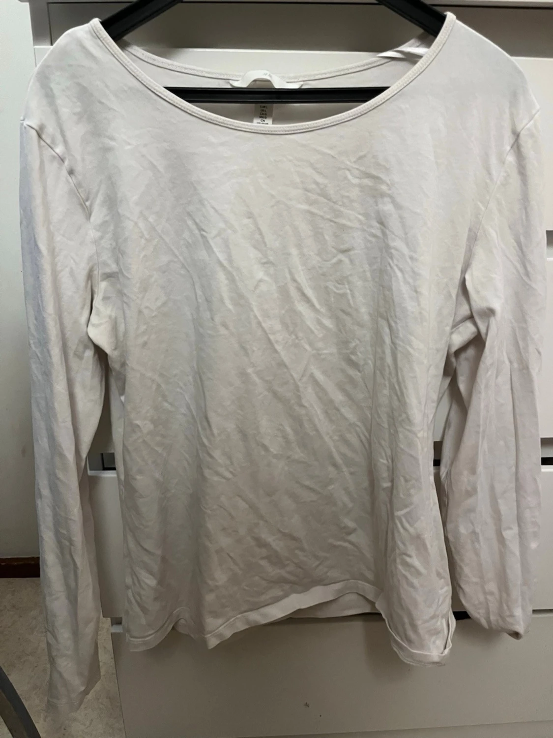 Vit långärmad topp i bomull - 1