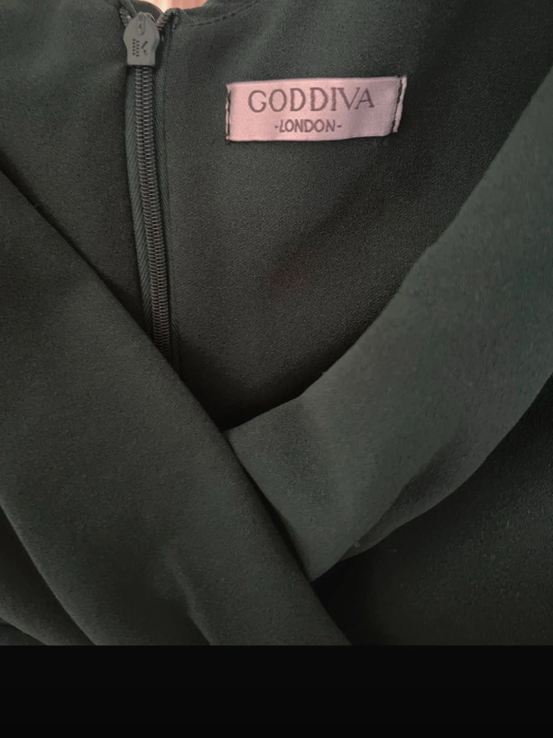 Mörkgrön långklänning med omlott - 6