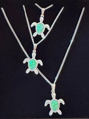 Silverhalsband sköldpadda  - Endast 1 kvar. 925 sterling silver. Blå/grön opal sten. 46cm längd. Skickas tidigast 12 juli 