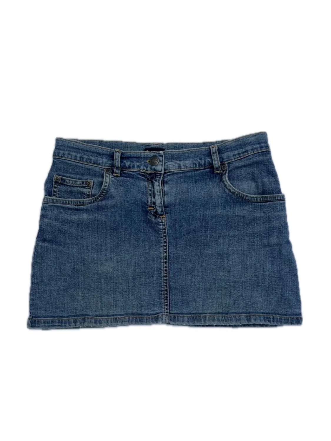 Blå jeanskjol i kort modell