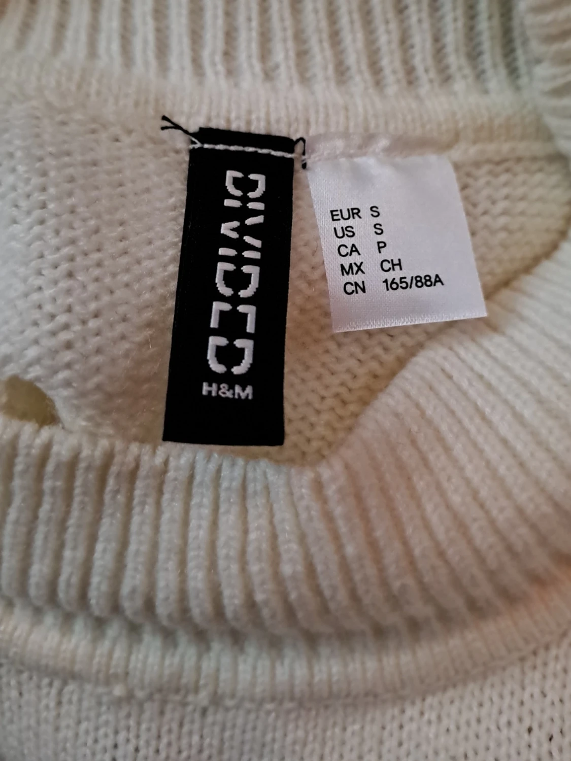 Vit stickad tröja H&M S - 1