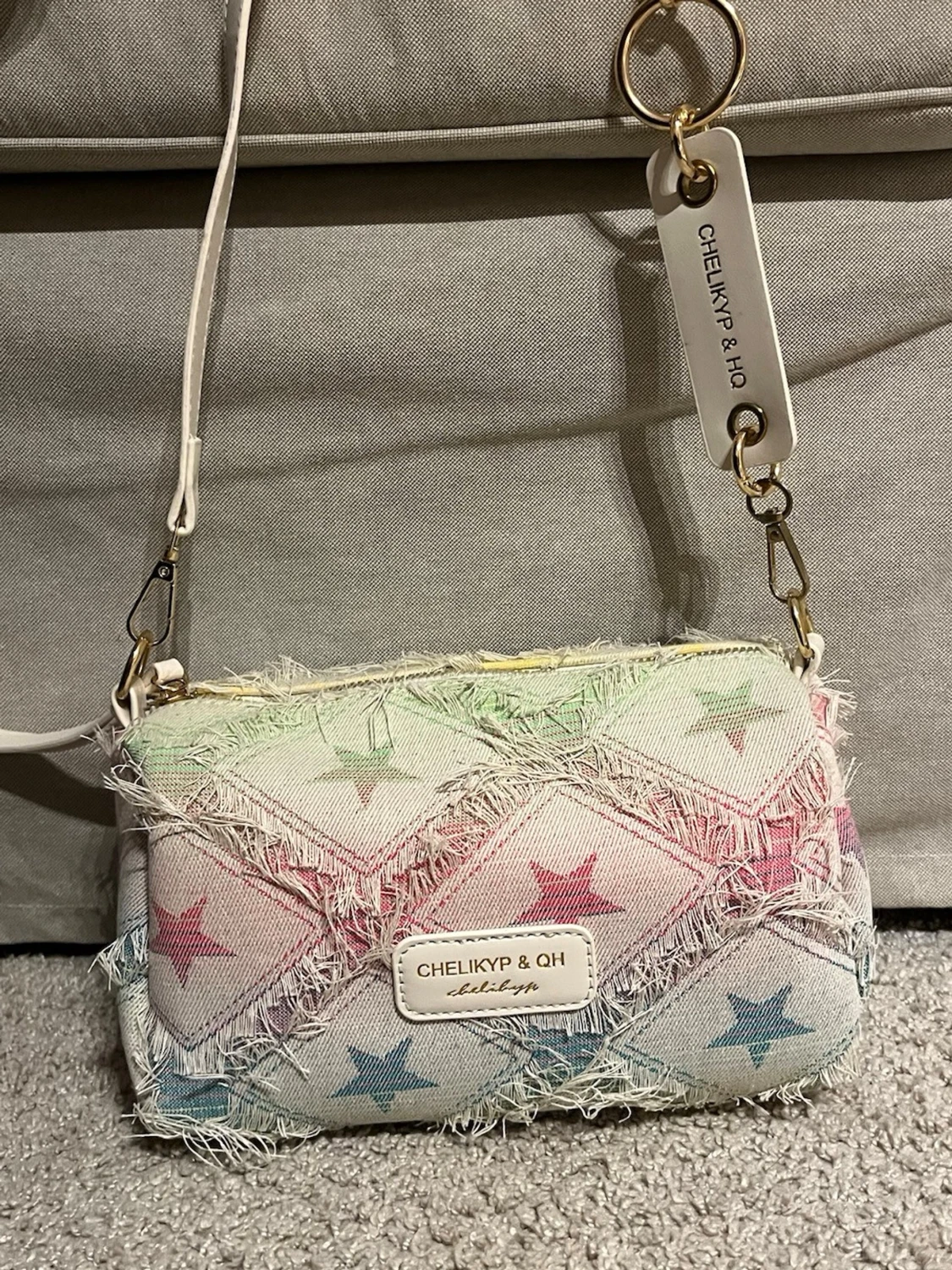 Pastellfärgad stjärnmönstrad handväska - 1