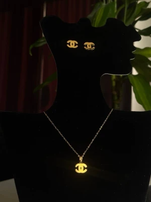 Set med örhängen och halsband - Helt nytt set med örhängen och halsband i rostfritt stål.