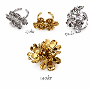 Blommiga örhängen i guld och silver - Ringar 