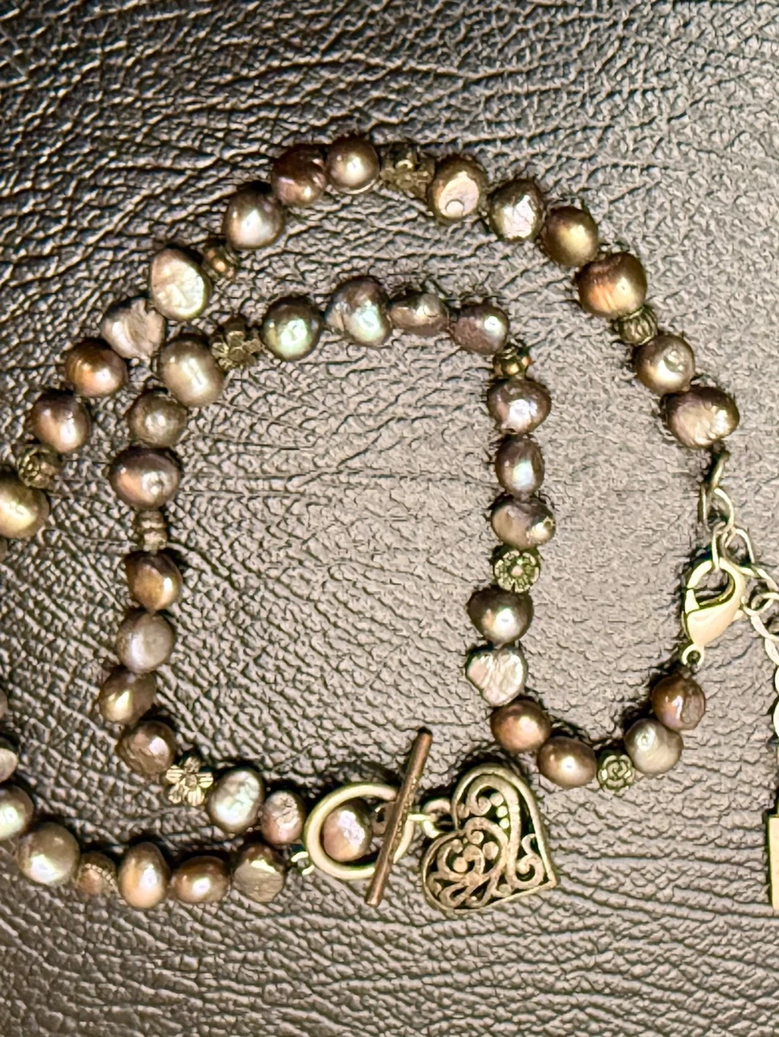 Romantiskt vintagehalsband från 90-talet med hjärthänge och äkta barocka sötvattenspärlor | Retro bohostil - 4