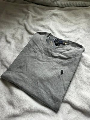 Grå t-shirt från Polo Ralph Lauren - Snygg grå t-shirt från Polo Ralph Lauren med klassisk logga broderad på bröstet. T-shirten har rund hals och korta ärmar, perfekt till alla tillfällen. Tillverkad i mjuk bomull för skön känsla.