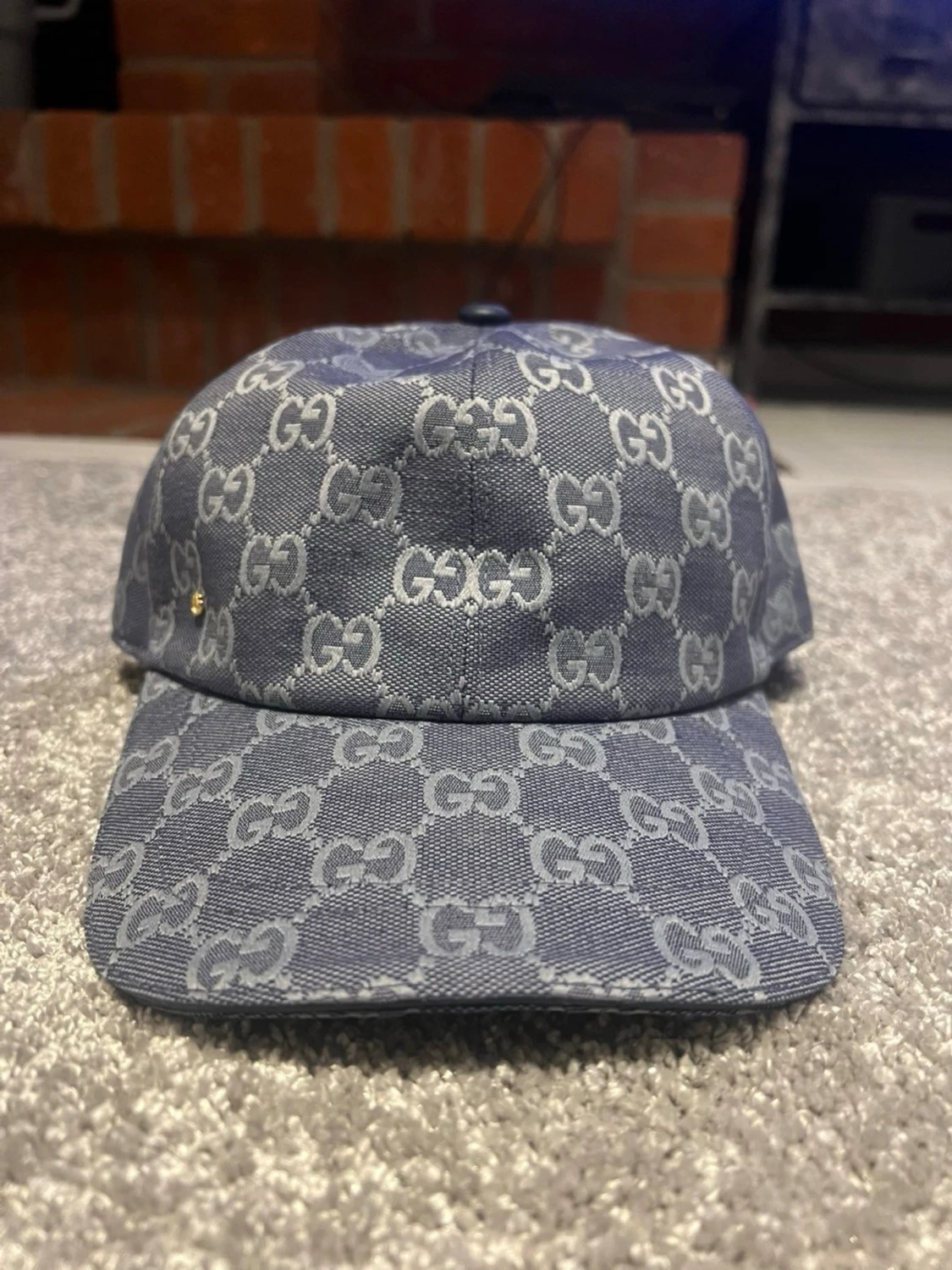 Gucci blå keps med GG-mönster - 1