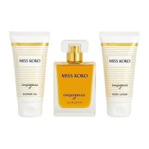 💛 Miss Koko – Insignia Gift Set - Elegant set med parfym, shower gel & body lotion i en varm och feminin doft. 👩 Kön: Dam 🍊 Topp: citrus & fruktiga noter 🌸 Hjärta: blommiga toner ✨ Bas: vanilj & mjuk mysk ✨ Perfekt till vardag & fest 🎁 Fin present 📦 Ny i förpackning #parfym #damparfym #giftset #vanilj #musk #plick #doft