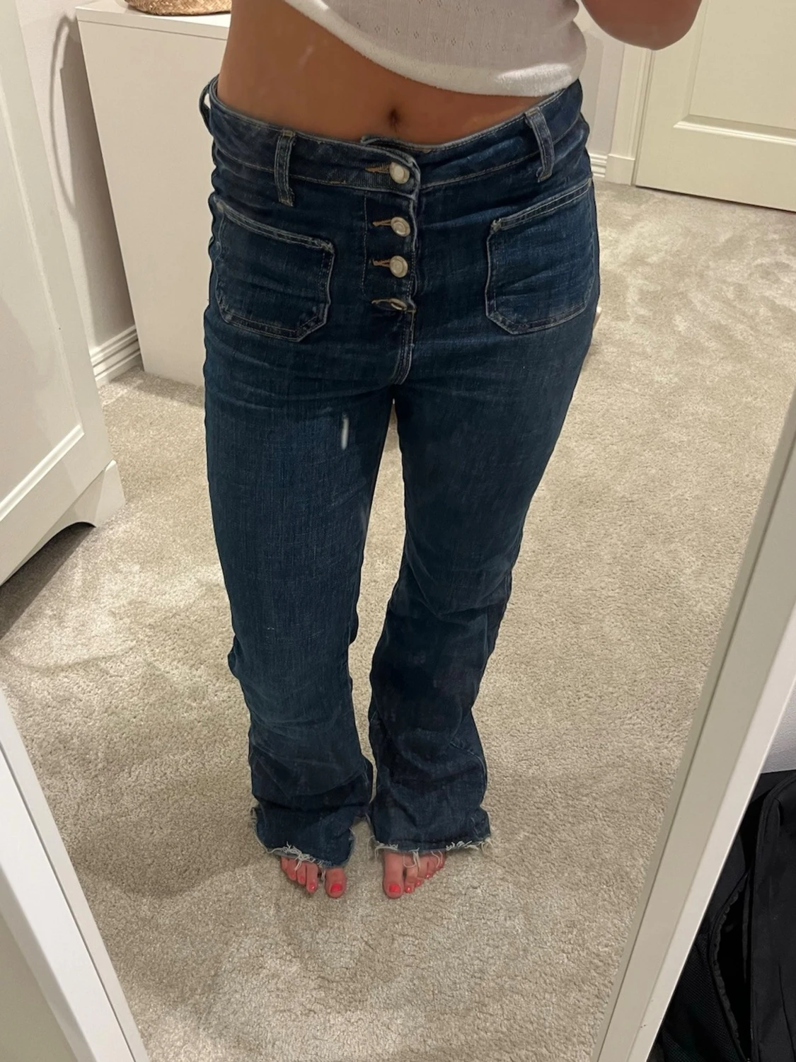 Mörkblå bootcut jeans  - 1