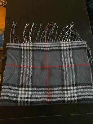 Mörkgrå rutig halsduk med fransar - Snygg mörkgrå halsduk med klassiskt rutmönster i vitt, svart och röda linjer. Halsduken har fransar i ändarna och är tillverkad i ett mjukt tyg som känns skönt mot huden. Perfekt accessoar för att lyfta din outfit under kyliga dagar. Kan diskutera pris.