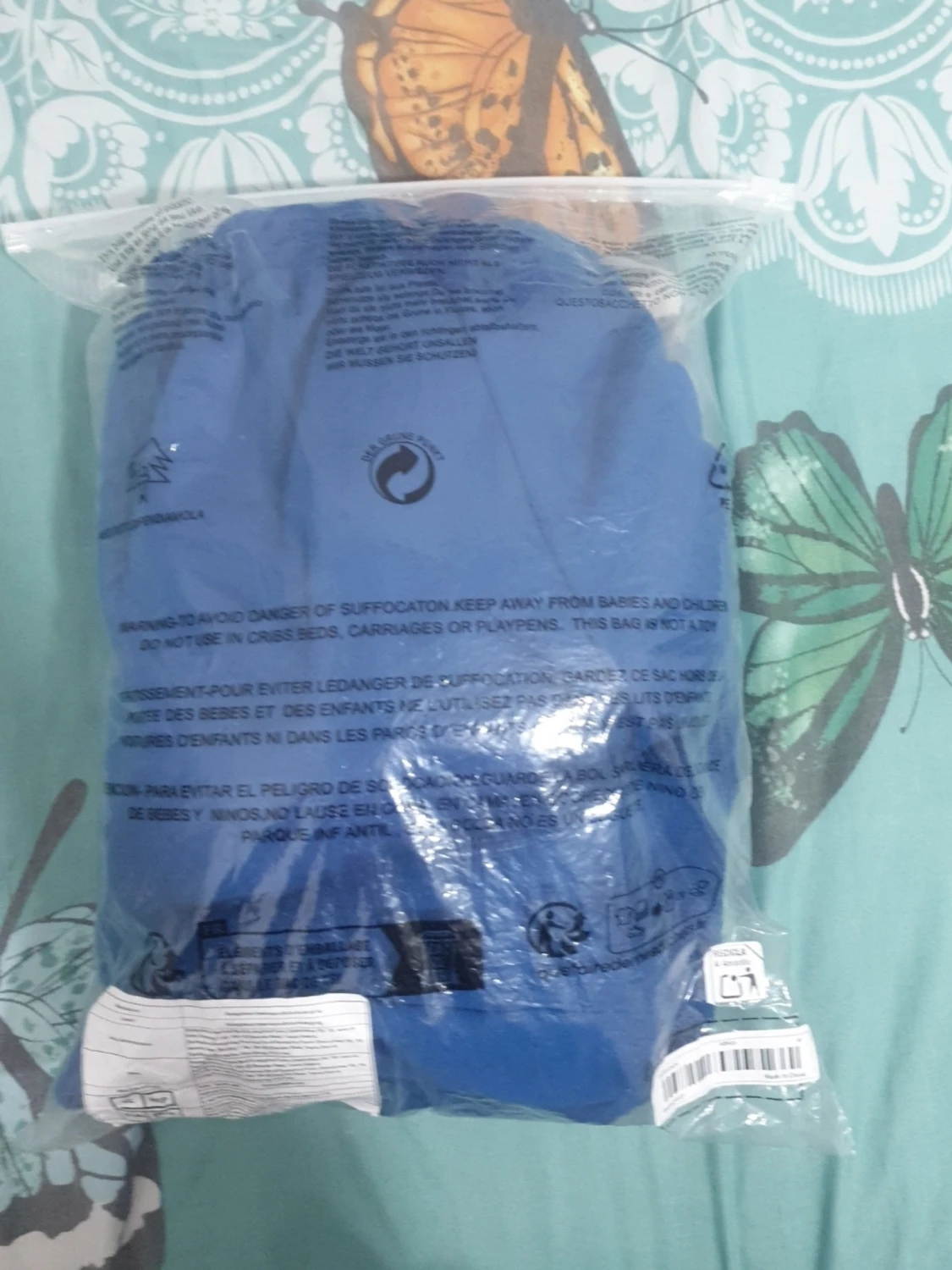 Blå mjukisbyxor med tryck