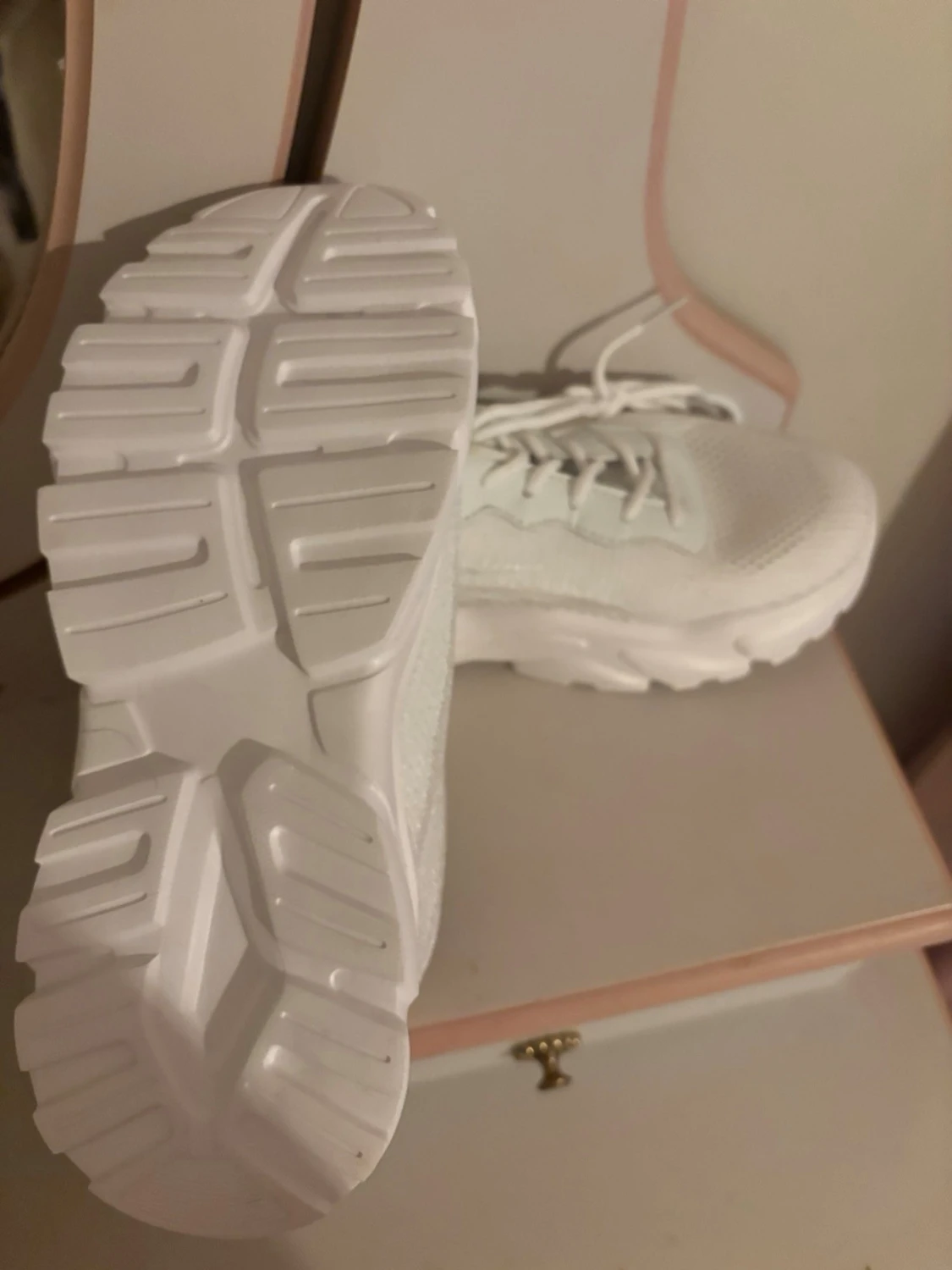 Vita chunky sneakers med meshdetaljer - 2