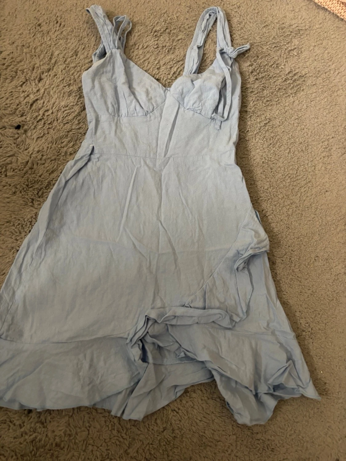 Ljusblå omlottklänning med knyt - 2