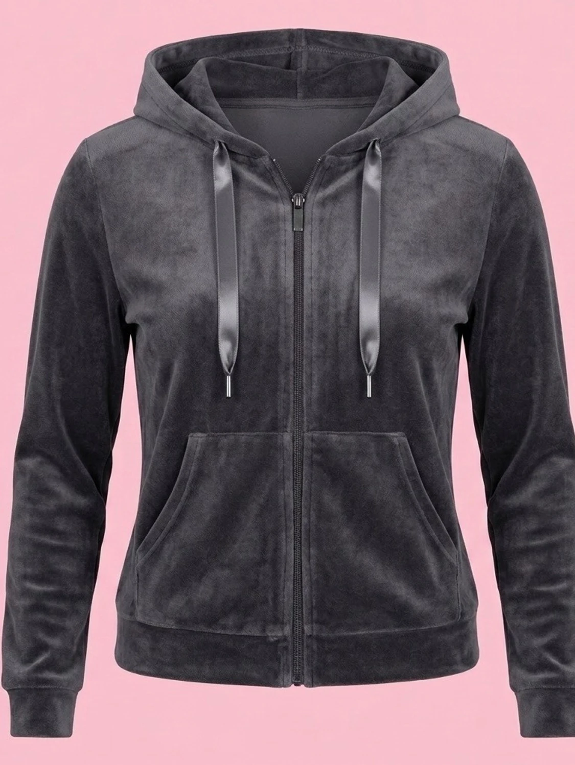 Mörkgrå hoodie med dragkedja