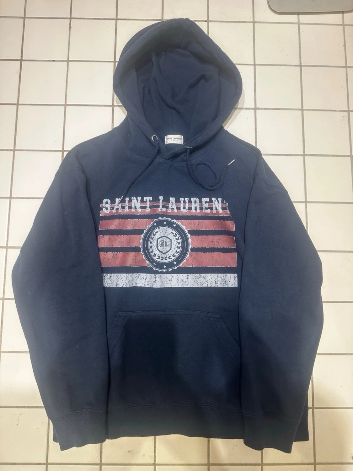 Mörkblå Saint Laurent hoodie