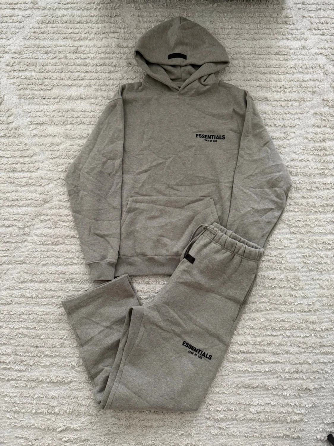 Essentials dark oatmeal gray baggy tracksuit