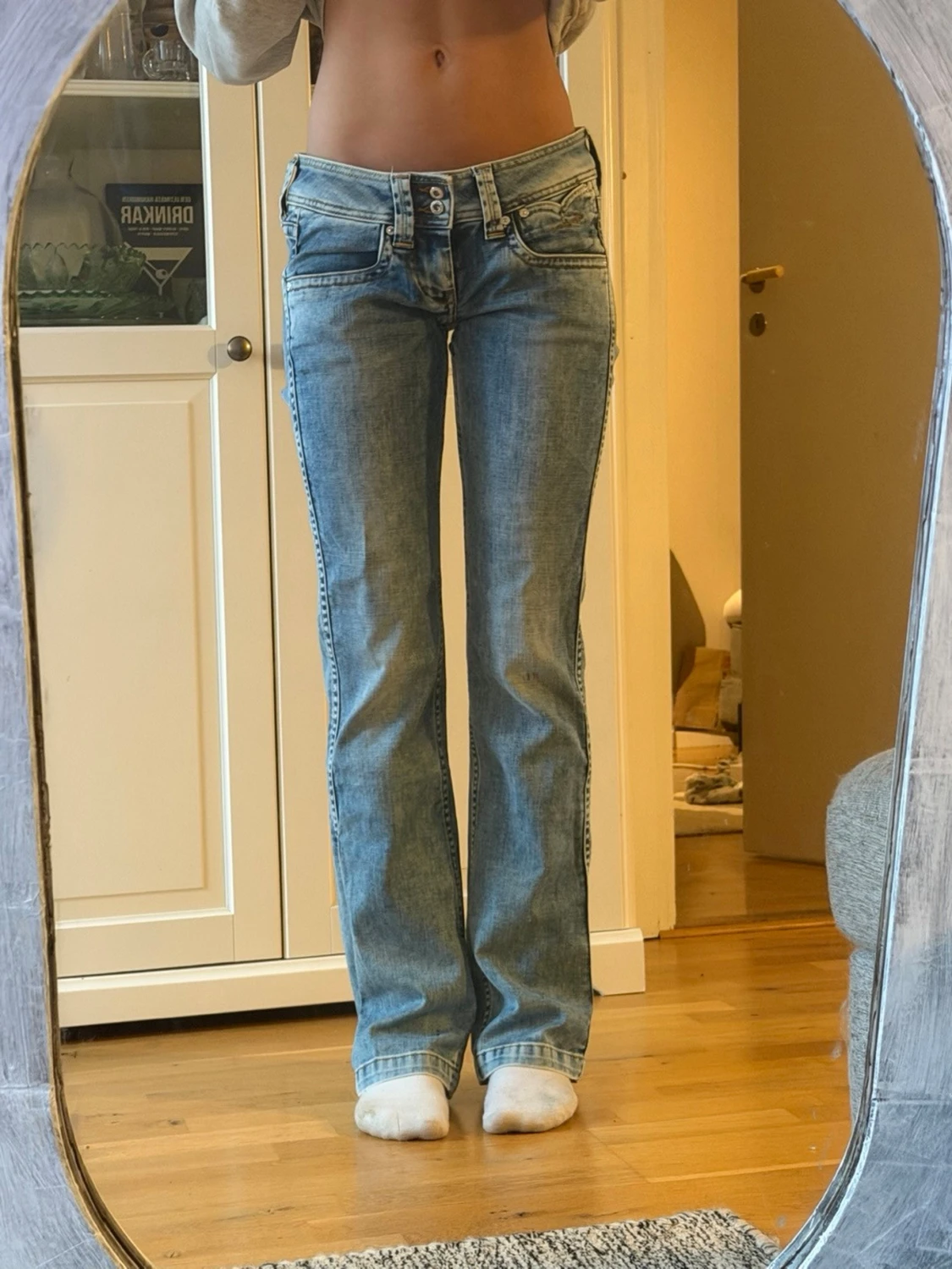 Ljusblå bootcut jeans med låg midja - 3
