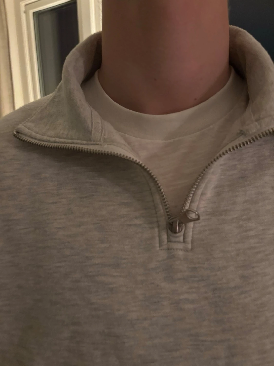 Ljusgrå halvzip sweatshirt - 3
