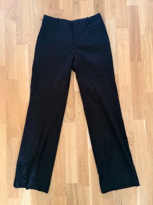 Svarta raka kostymbyxor från InWear - Klassiska svarta kostymbyxor med raka ben och hällor för skärp från InWear. Byxorna har två bakfickor med knapp och stängs med dragkedja och knapp framtill. Perfekta för en clean och stilren look.