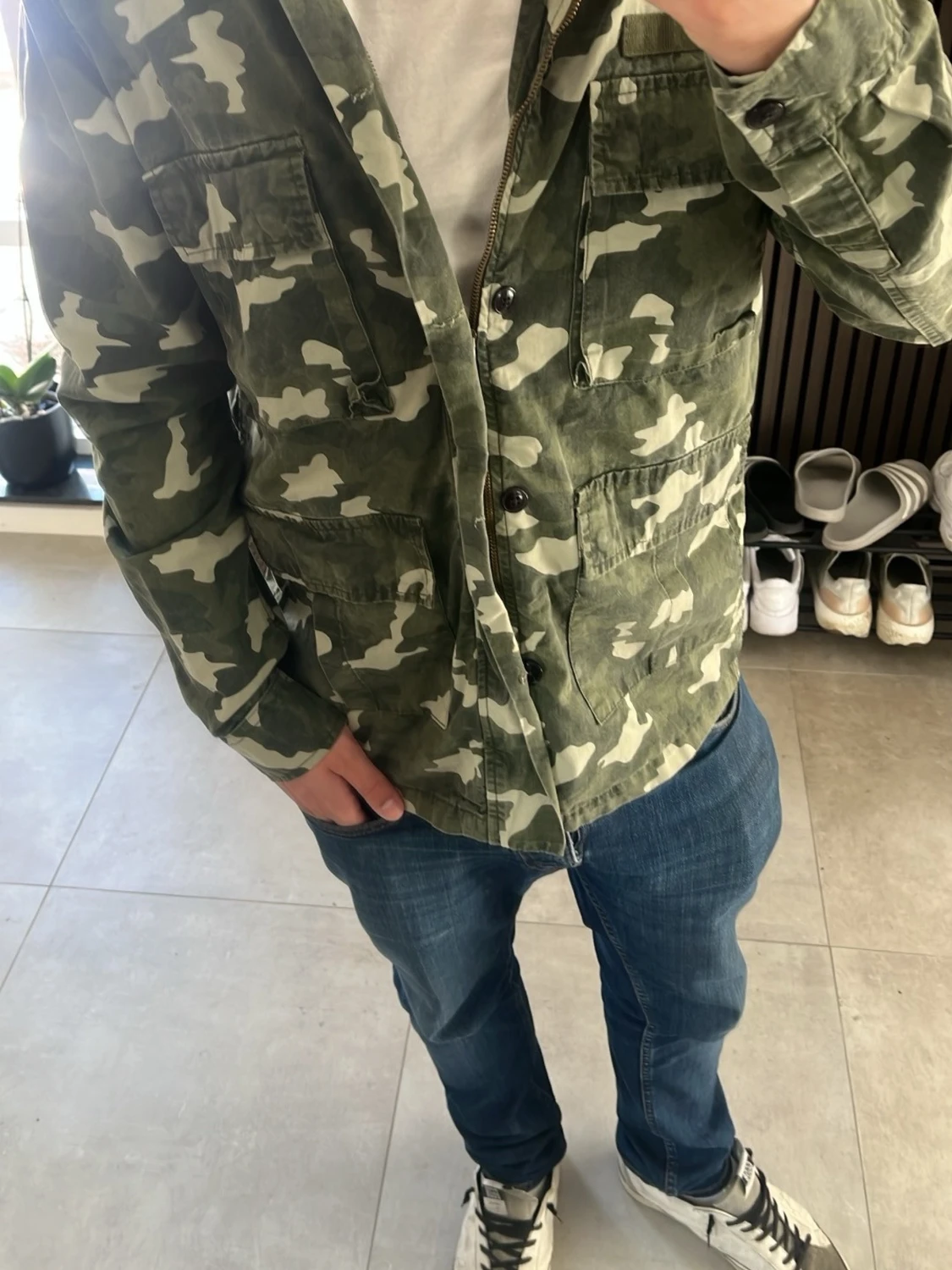 Grön camo overshirt med fickor