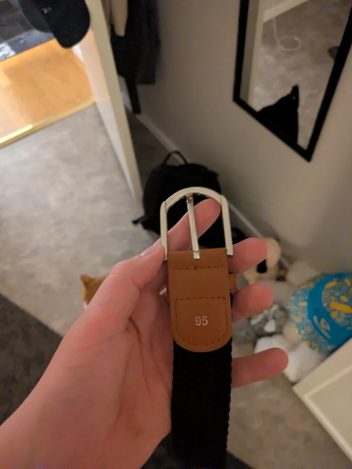 Svart flätat bälte med bruna detaljer - 1