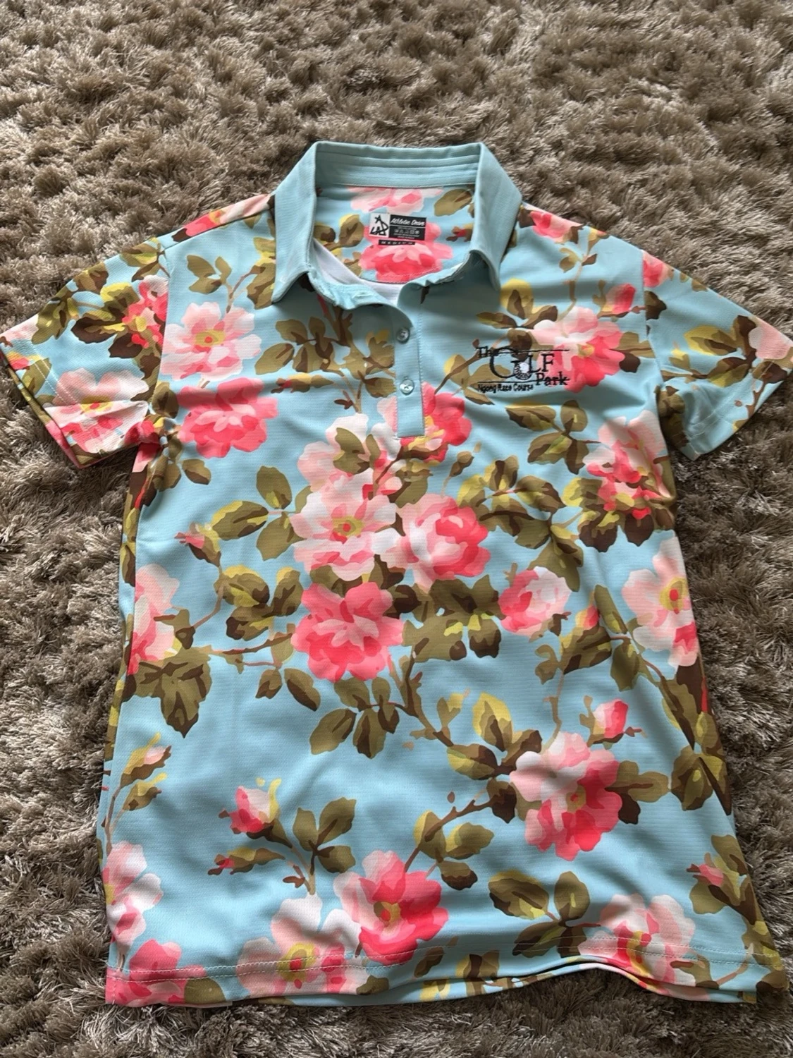 Blommig blå golf t-shirt - 1
