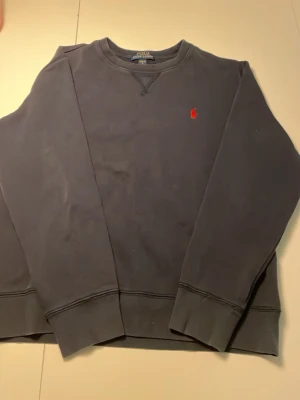 Mörkblå sweatshirt från Polo Ralph Lauren - Mörkblå sweatshirt från Polo Ralph Lauren med klassisk rund halsringning och röd broderad logga på bröstet. Tröjan har ribbade muddar vid ärmslut och nederkant. Tillverkad i mjuk bomullsblandning för en bekväm känsla.