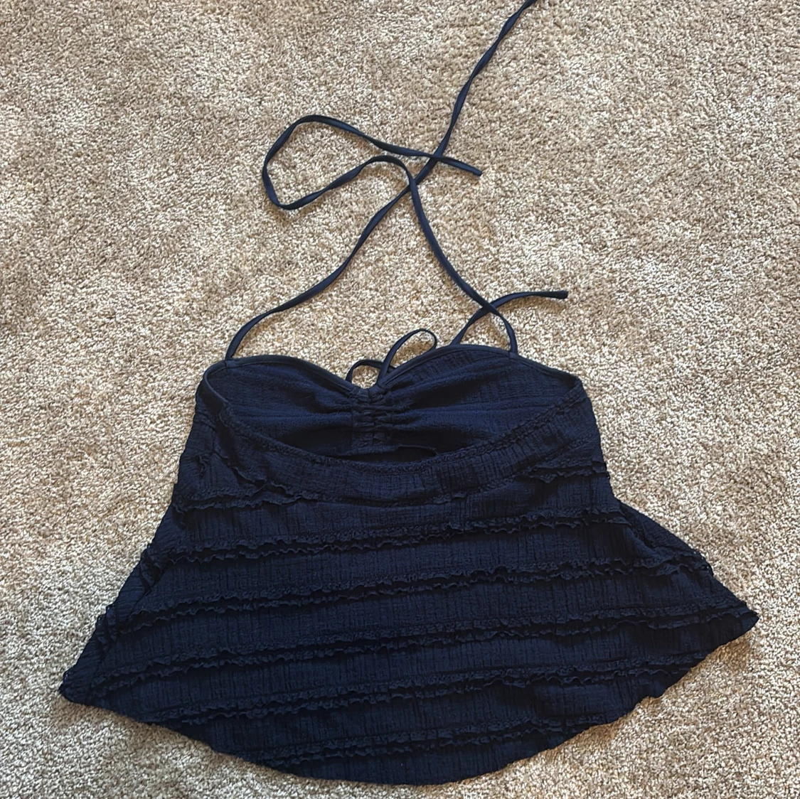 Mörkblå croppad halterneck-top - 4