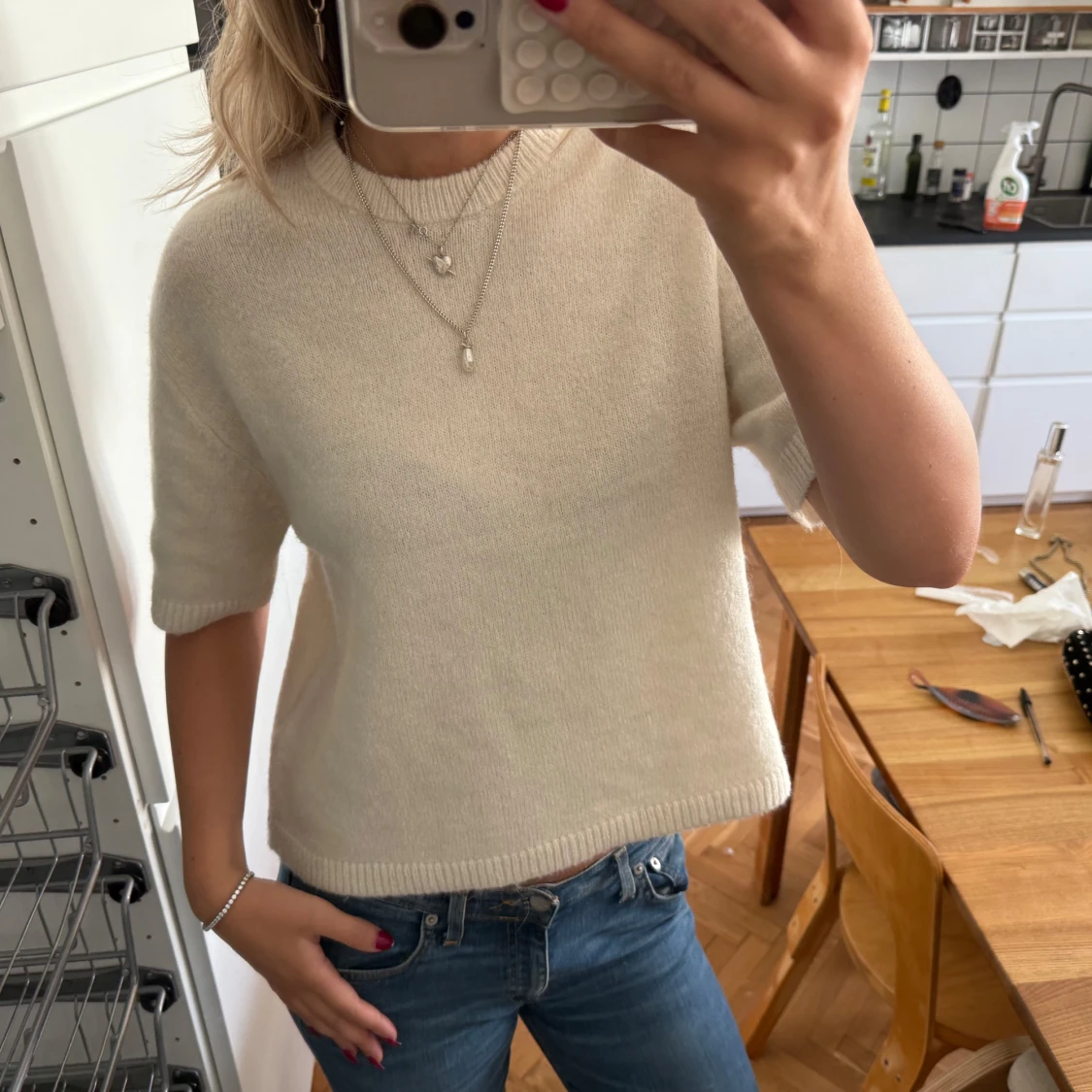 Krämvit stickad tröja från Gina Tricot - 3