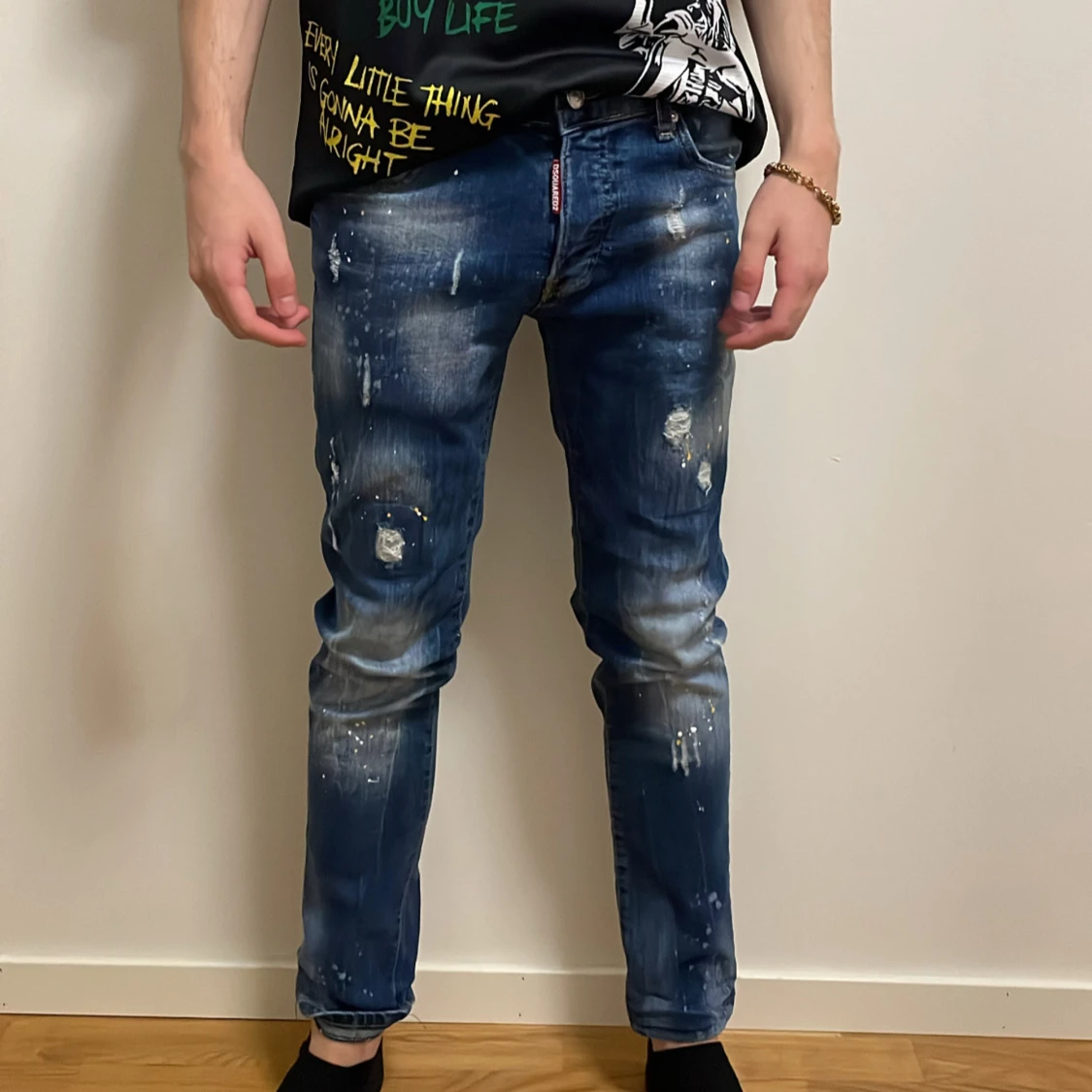 Dsquared2 blå jeans med slitningar