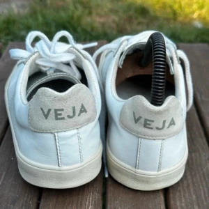 Vita sneakers från Veja - Säljer ett par stilrena vita sneakers från Veja. Skorna har en klassisk design med snörning och är tillverkade i skinn. Perfekta för en avslappnad look. Skorna är i bra skick. Innermått 22cm. Skriv vid frågor eller funderingar😊