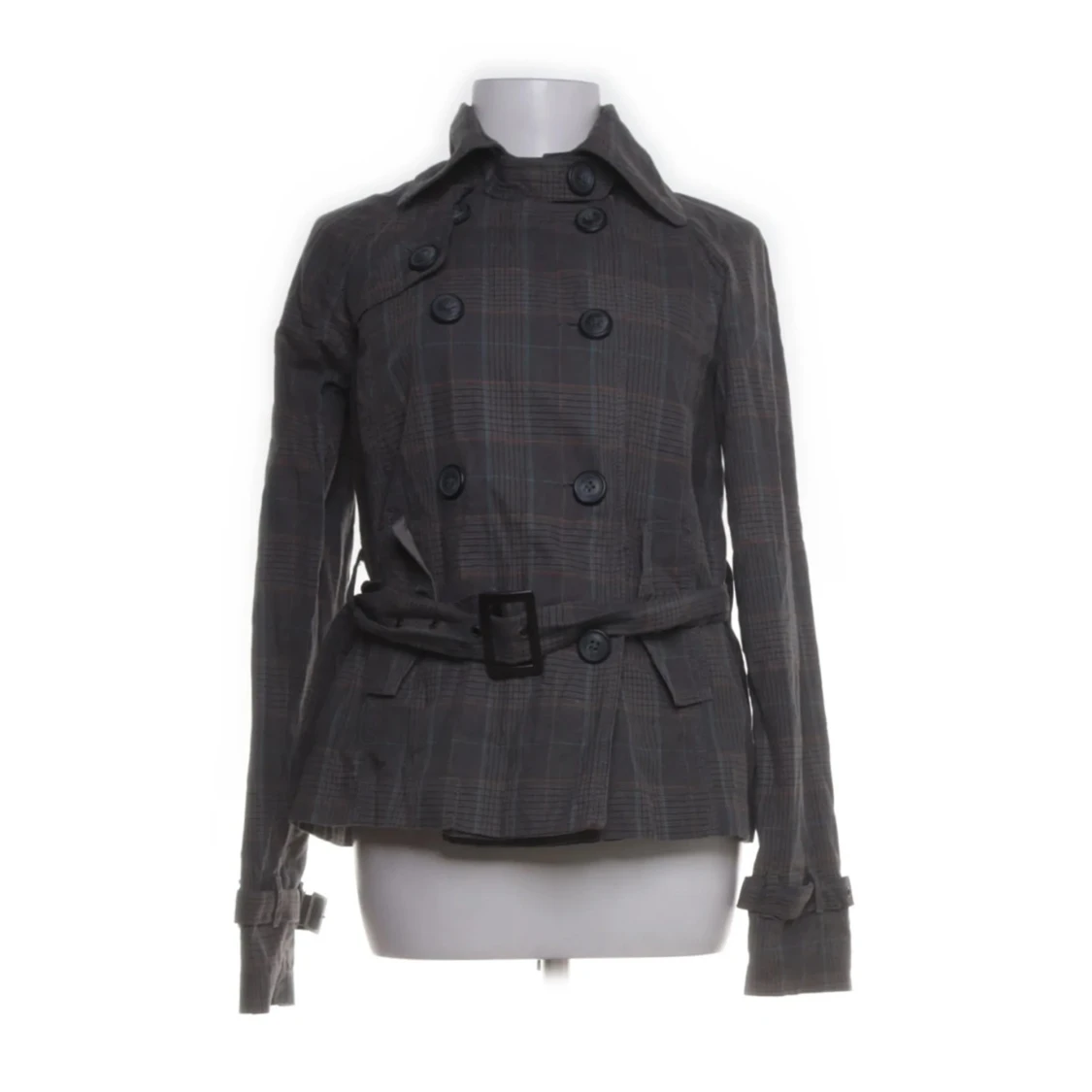 Grå rutig trenchcoat från Cubus