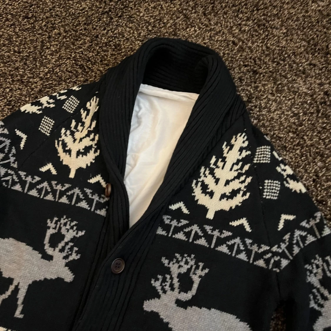 Stickad cardigan med mönster  - 2