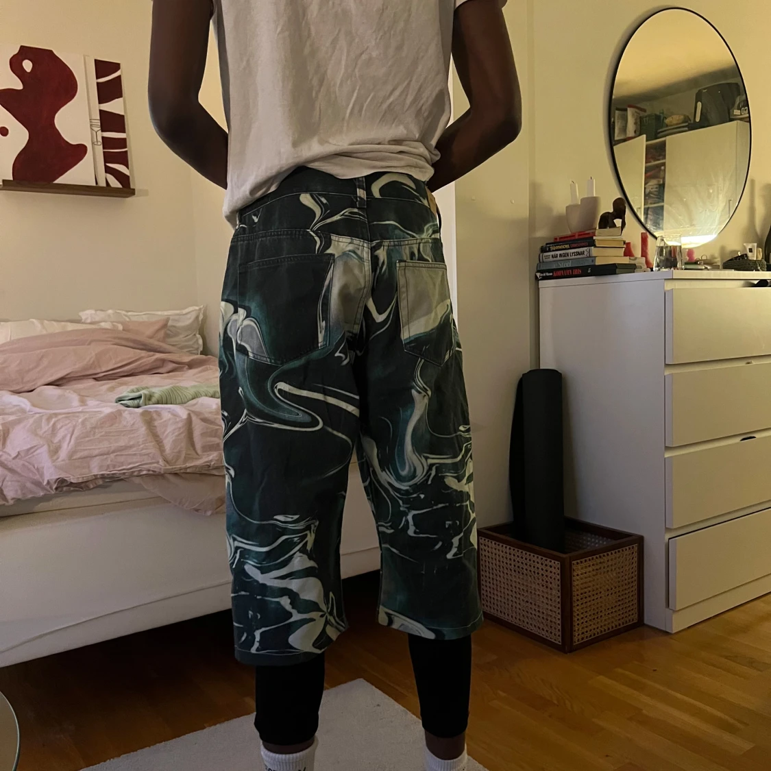 Grönmönstrade shorts  - 1