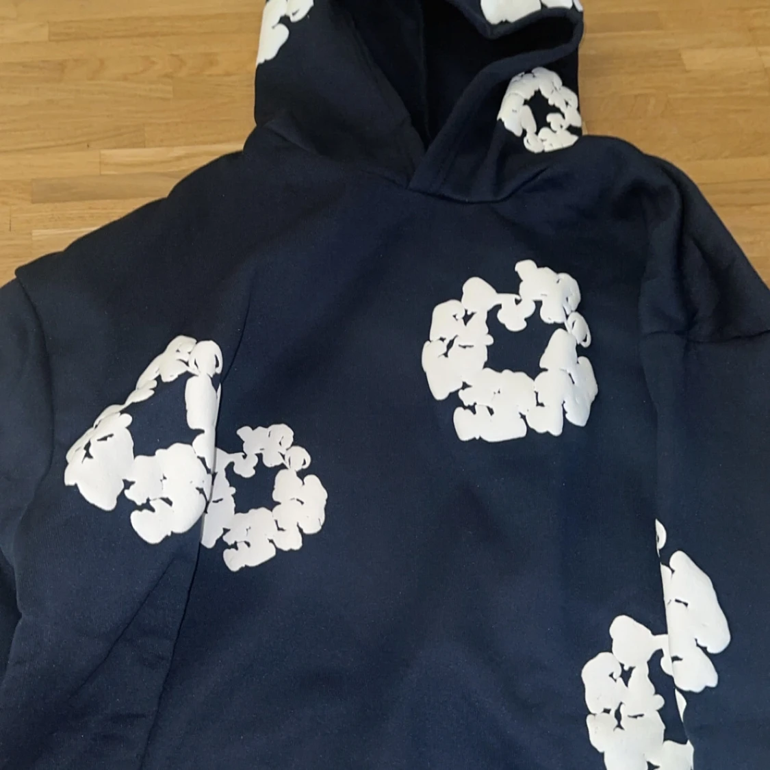 Mörkblå denim tears hoodie - 2
