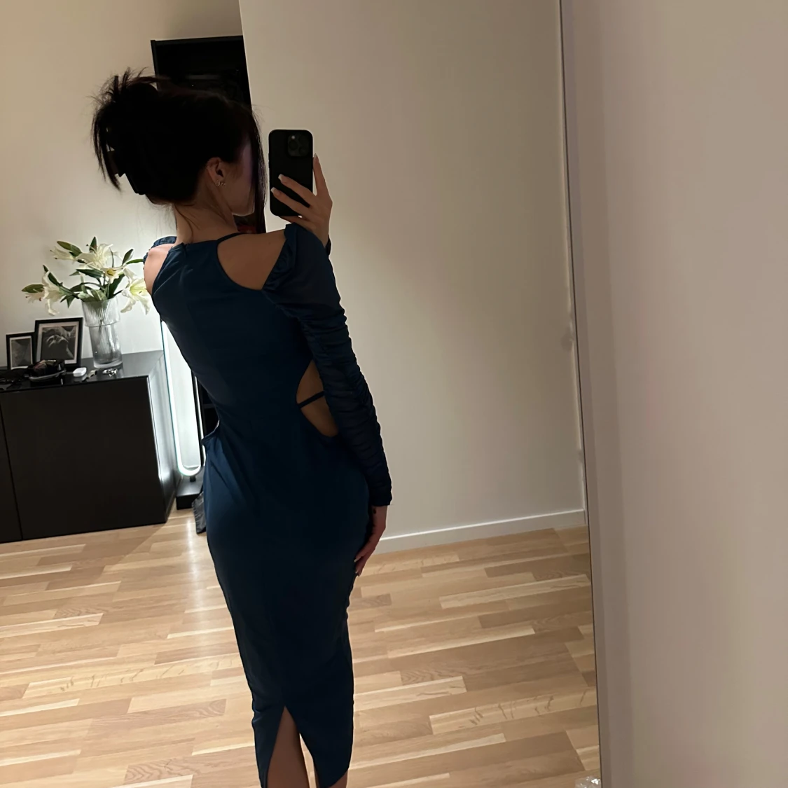 Blå mesh midmaxi klänning - 2