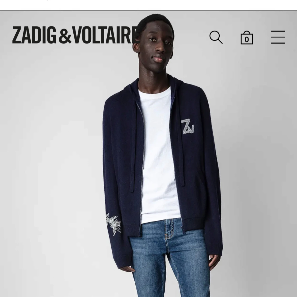 Mörkblå hoodie med tryck från Zadig & Voltaire - 1