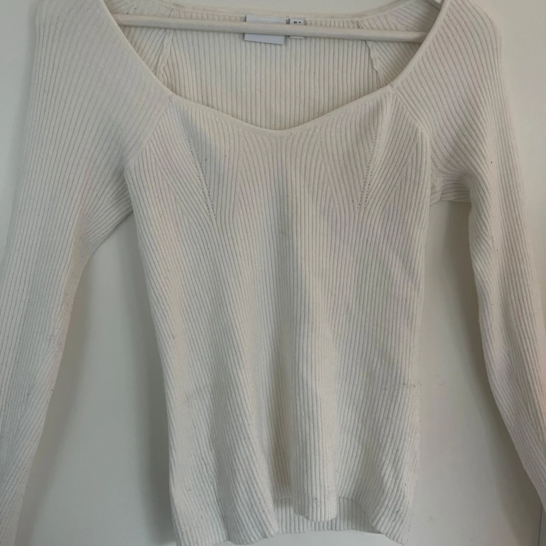 Vit ribbad långärmad VILA