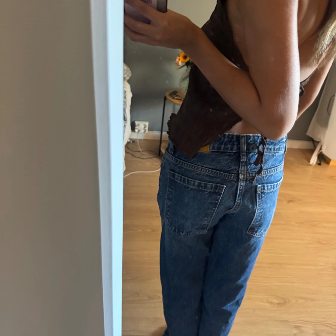 Blå raka jeans från Zara, strl 32 - 3