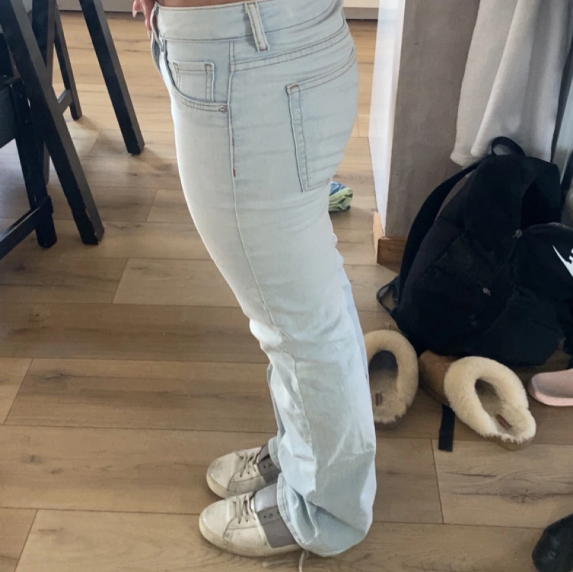 Ljusblå low waist bootcut jeans - 1