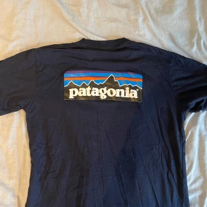 Patagonia t-shirt  - Mörkblå t-shirt från Patagonia. Den är i storlek L men skulle säga att den passar Small då den krympt.