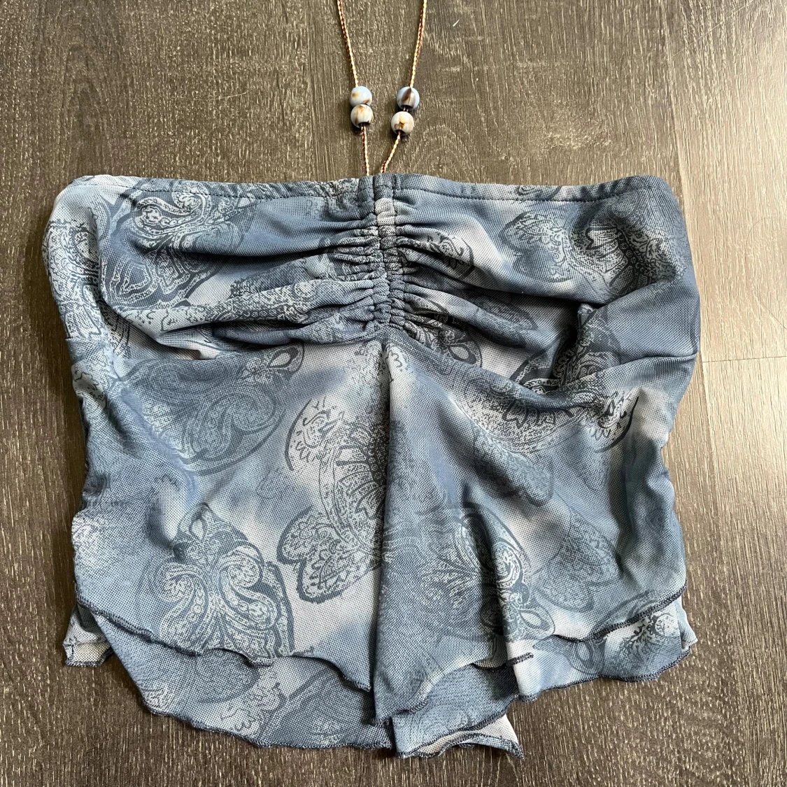 Blå paisleymönstrad bandeau tubtopp - 1