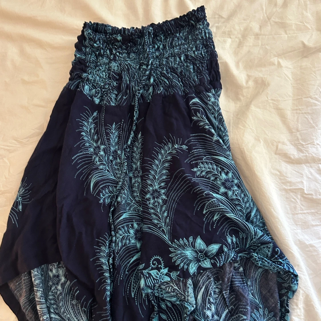 Blå mönstrad ärmlös linnetopp - 1