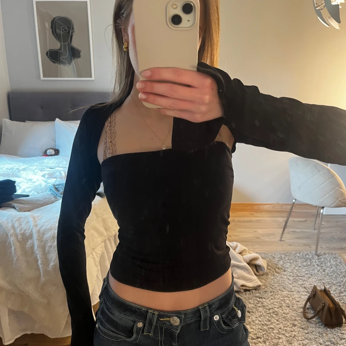 Svart offshoulder topp från Gina Tricot
