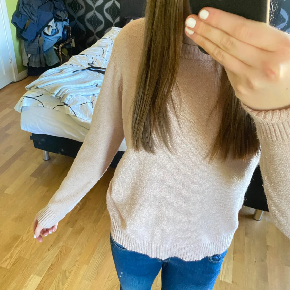 Ljusrosa stickad tröja - 1